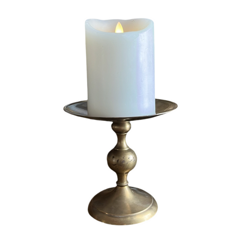 Vintage Brass Pillar Candle Holder
