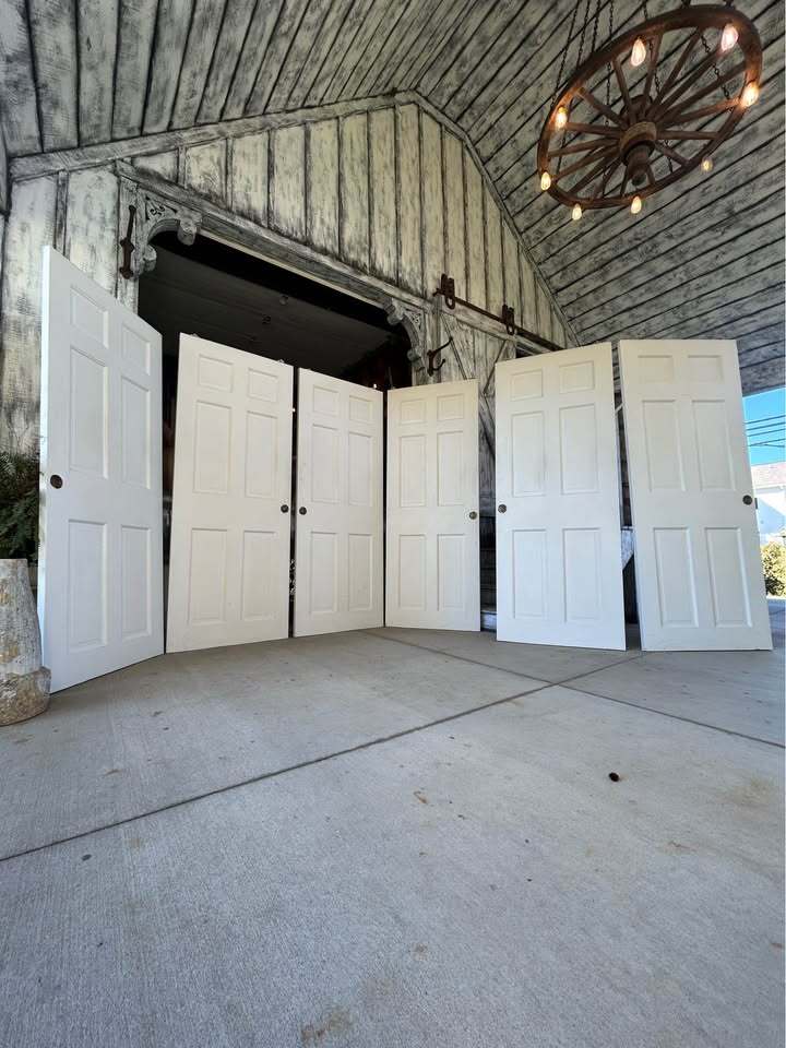 Three sets of 60”  Solid Wood Six Panel Bypass Doors