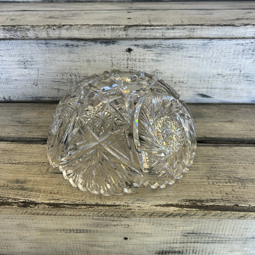Large Vintage Brilliant-Style Cut Glass Serving Bowl