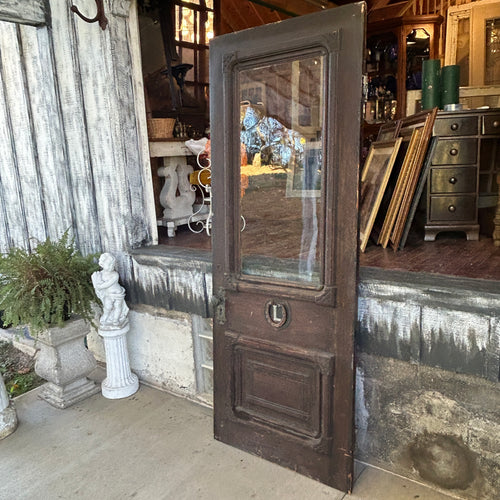 32” Antique Wood Entry Door with Original Wavy Glass and Hardware