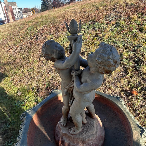 Antique Cast Iron Cherub Garden Fountain