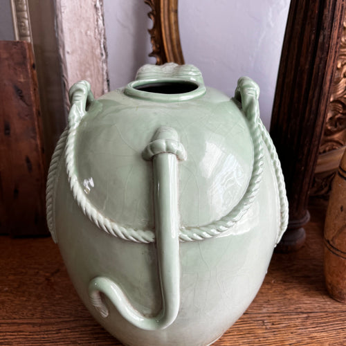 Vintage Celadon Green Elephant Vase