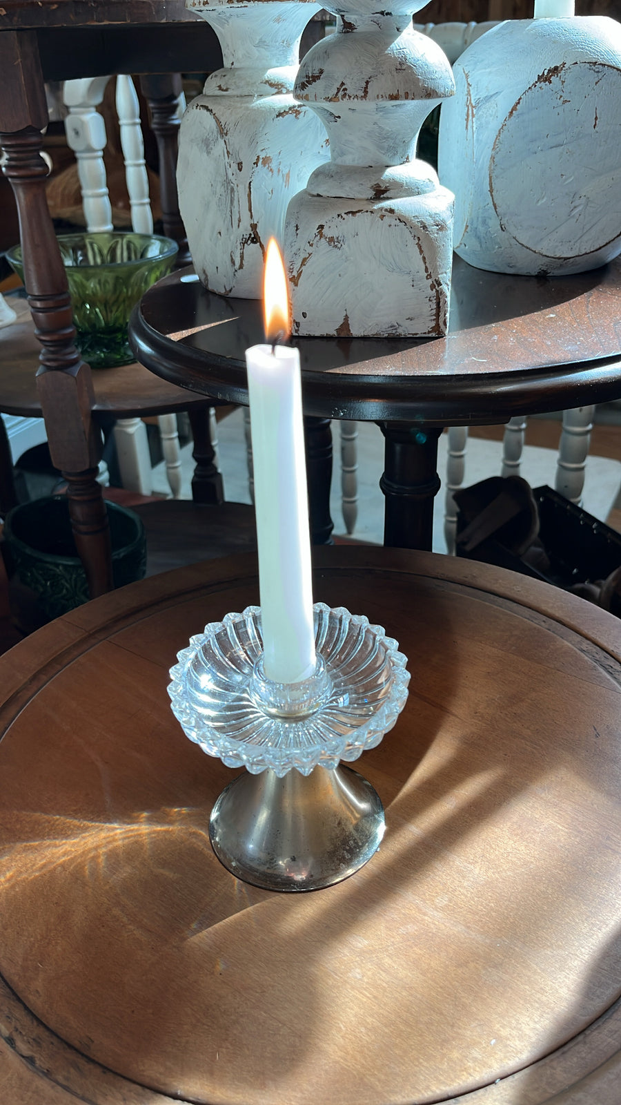 Vintage Crystal and Silver Candlestick Holder – attic+earth