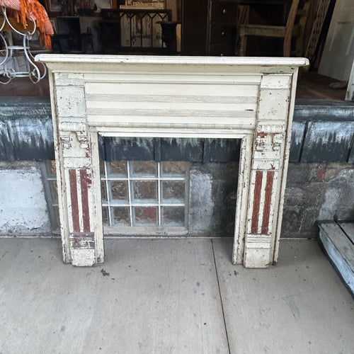 Antique Wood Fireplace Mantel with Cast Iron Insert