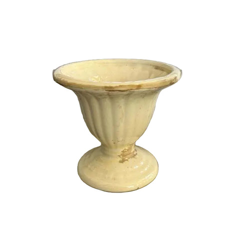Vintage Cream Ceramic Fluted Urn Planter