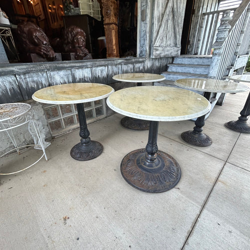 Cast Iron Tables with Carrera Marble Tops