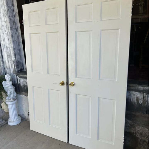 Pair of White 6-Panel Solid Wood ￼Interior Doors