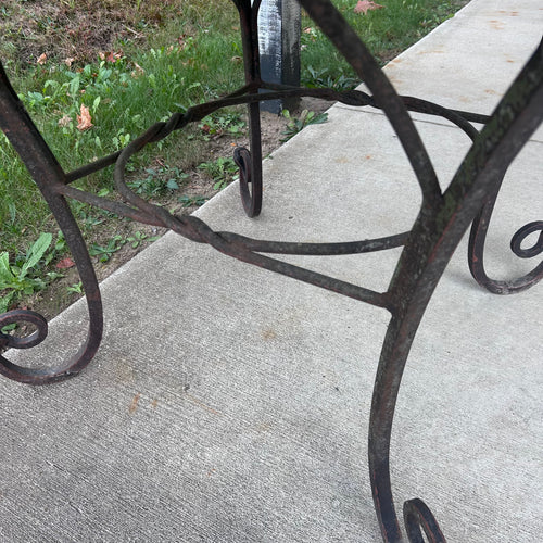 Wrought Iron Table with Marble Top