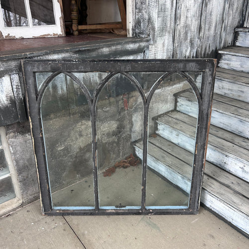 Antique Arched Glass Window w/Original Wavy Glass