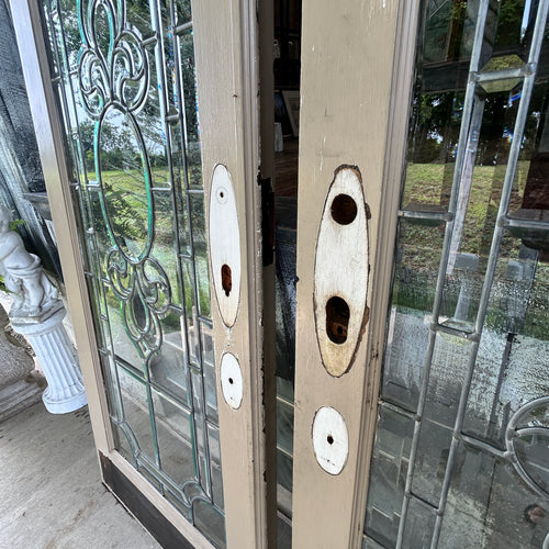 Antique Leaded Beveled Glass French Doors