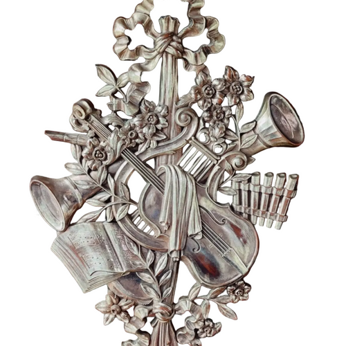 Vintage Mid Century Syracuse Ornamental Co Musical Bronze Wall Plaque