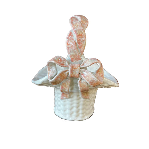 Vintage Ceramic Weave Basket w/Bow