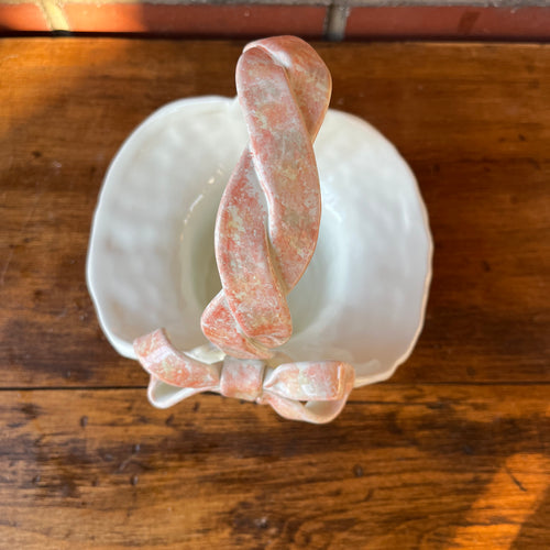 Vintage Ceramic Weave Basket w/Bow