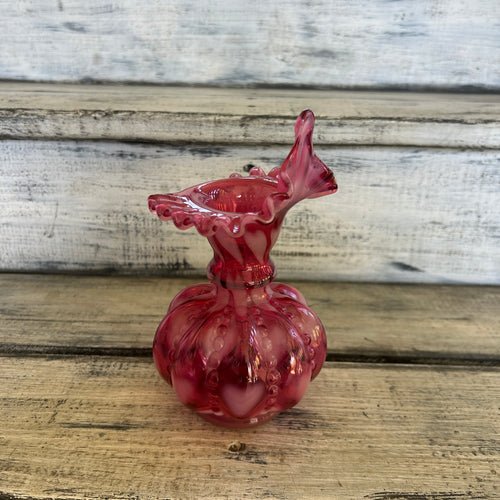 Vintage Cranberry Pink Jack-in-the-Pulpit Art Glass Vase