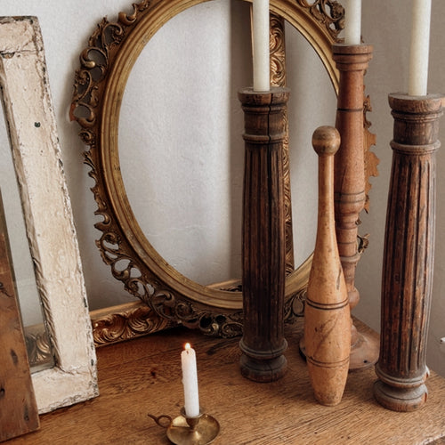 Vintage Brass Candlestick Holder w/Finger Loop