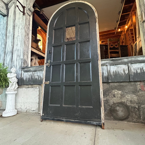 36” Antique Arched Door and Frame with Original Interior and Exterior Trim
