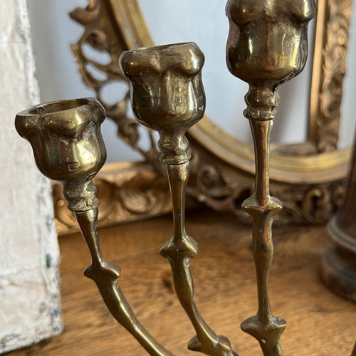 Vintage Brass Tulip Candelabra