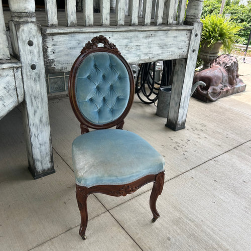 Antique Blue Velvet Chair