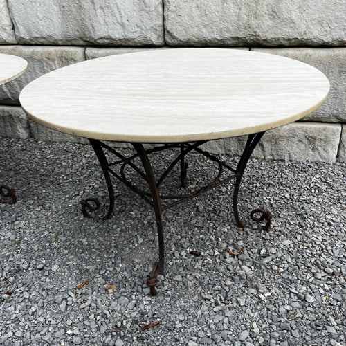 Wrought Iron Table with Marble Top