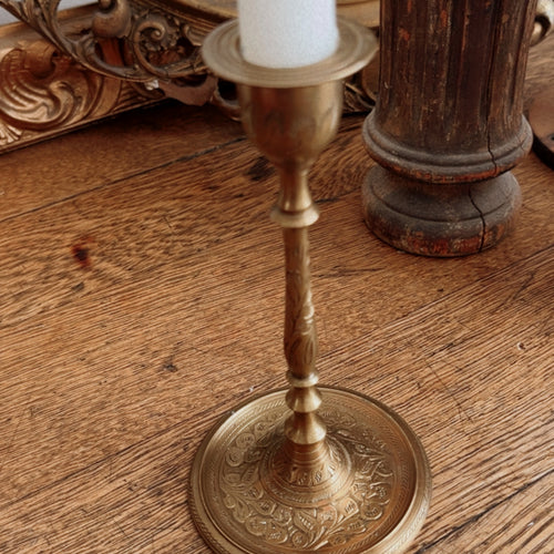 Vintage Ornate Brass Candlestick Holder