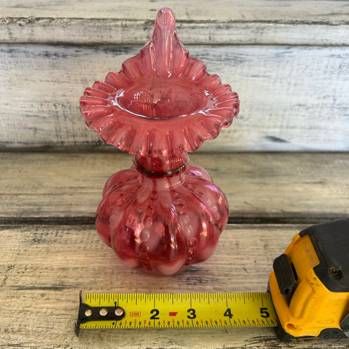 Vintage Cranberry Pink Jack-in-the-Pulpit Art Glass Vase