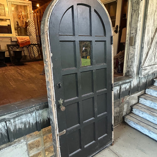 36” Antique Arched Door and Frame with Original Interior and Exterior Trim