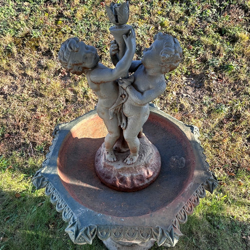 Antique Cast Iron Cherub Garden Fountain