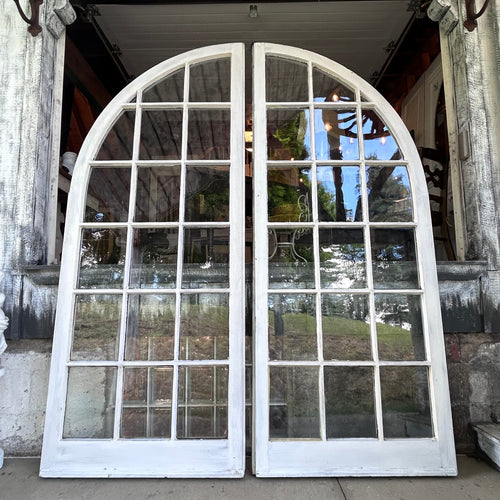 Beautiful 18 Lite 36” Antique Wavy Glass Arched Doors