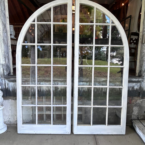 Beautiful 18 Lite 36” Antique Wavy Glass Arched Doors