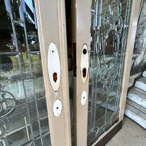 Antique Leaded Beveled Glass French Doors