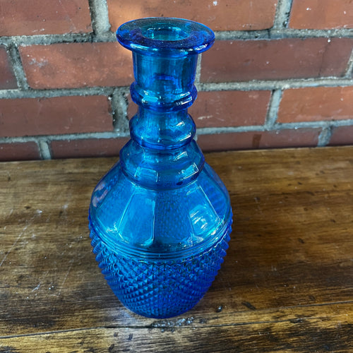 Vintage Cobalt Blue Diamond Point Cut Bottle