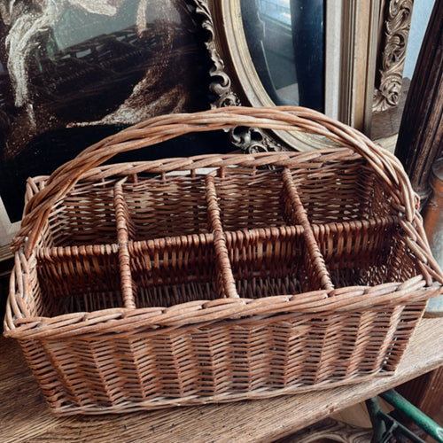 Vintage Wicker Bottle Basket