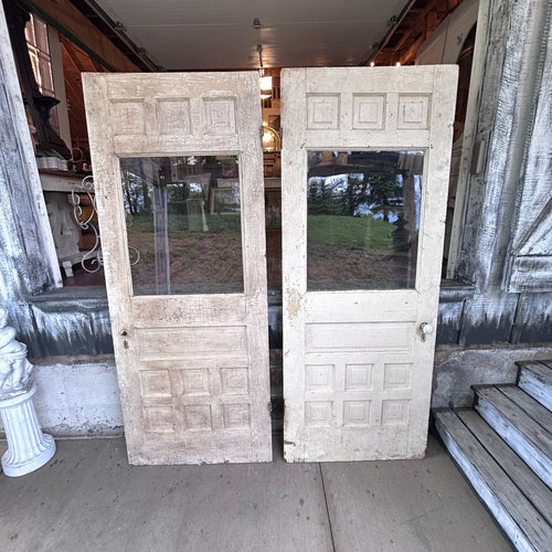 32” Antique Wavy Glass Double Doors