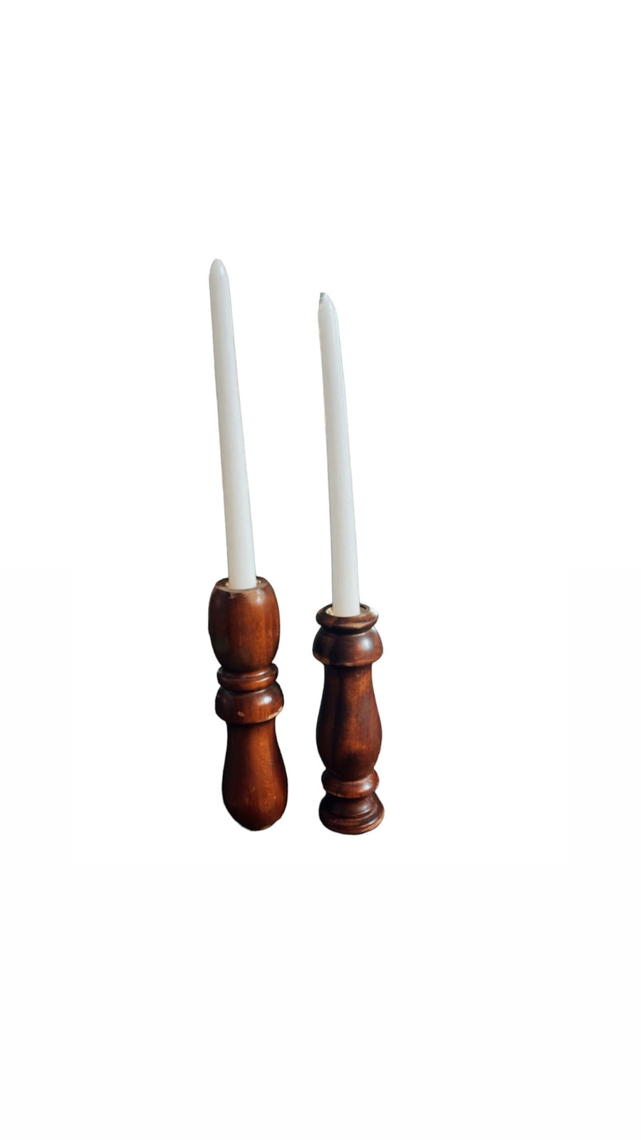 Wooden Distressed Candlestick Holders