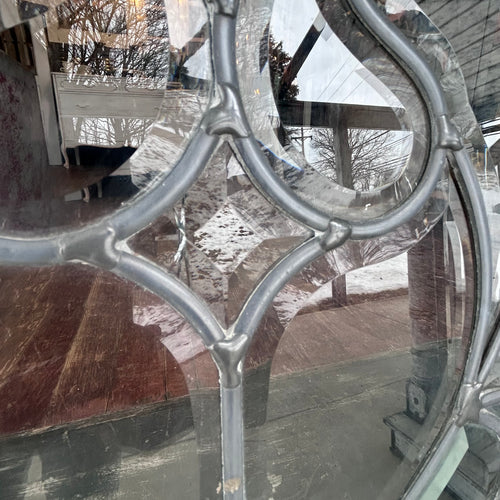 Solid Oak 30” Exterior Door w/Beveled Leaded Glass Window