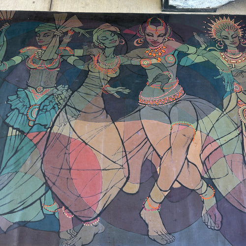 1961 Original Ray Smith Belly Dancer Mural – Massive 19-Foot Vintage Painting