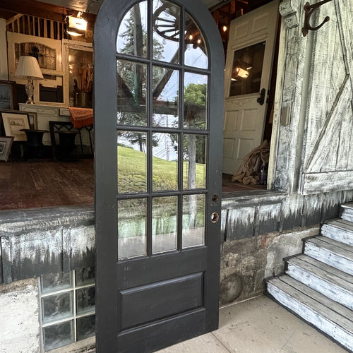 Antique Arched 12-Lite Wood Entry Door with Double Pane Glass