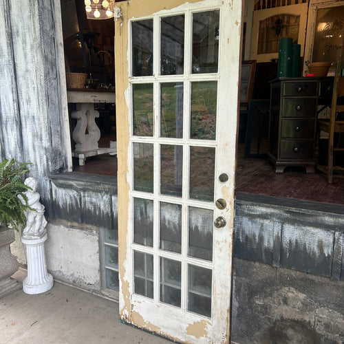 32” Antique 15-Lite Entry Door with Original Wavy Glass