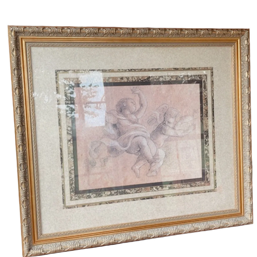 Vintage Frame Cherub Drawing