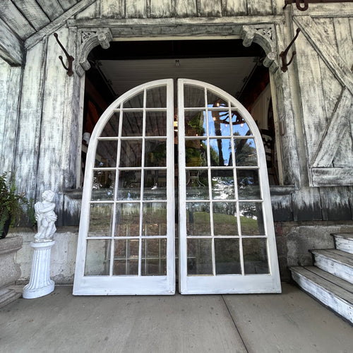 Beautiful 18 Lite 36” Antique Wavy Glass Arched Doors