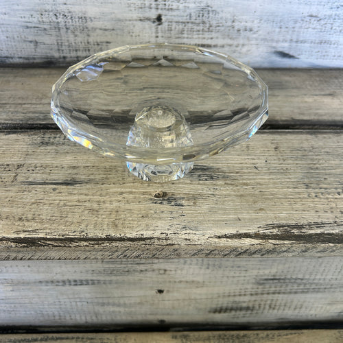 Vintage Faceted Clear Glass Pedestal Dishes - Set of Two