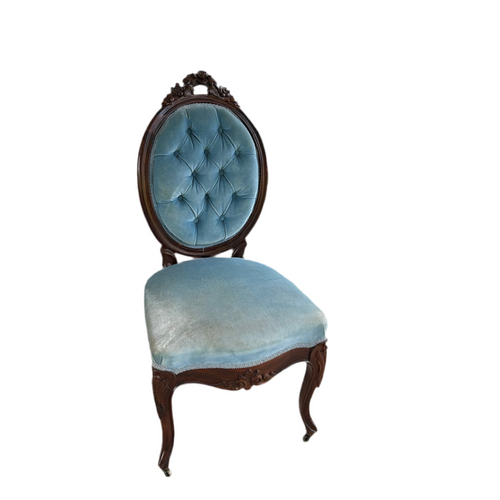 Antique Blue Velvet Chair