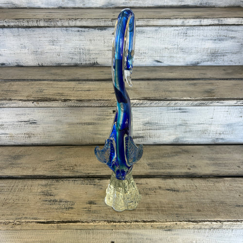 Vintage Blue & Clear Murano-Style Art Glass Swan Sculpture