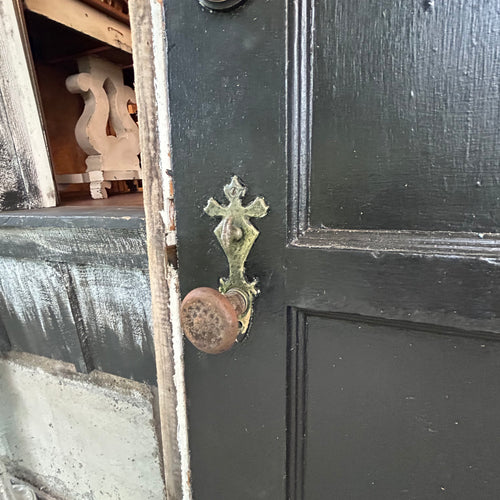 36” Antique Arched Door and Frame with Original Interior and Exterior Trim