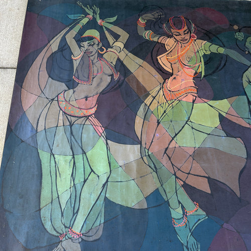 1961 Original Ray Smith Belly Dancer Mural – Massive 19-Foot Vintage Painting