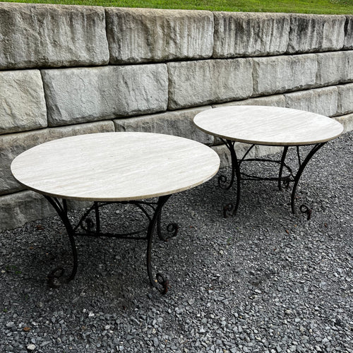Wrought Iron Table with Marble Top