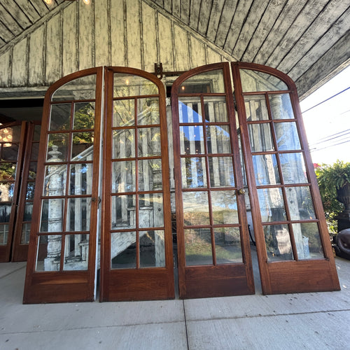 8ft tall Antique Arched Top French Doors with Original Wavy Glass