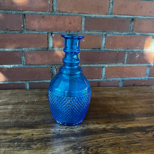 Vintage Cobalt Blue Diamond Point Cut Bottle