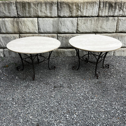 Wrought Iron Table with Marble Top