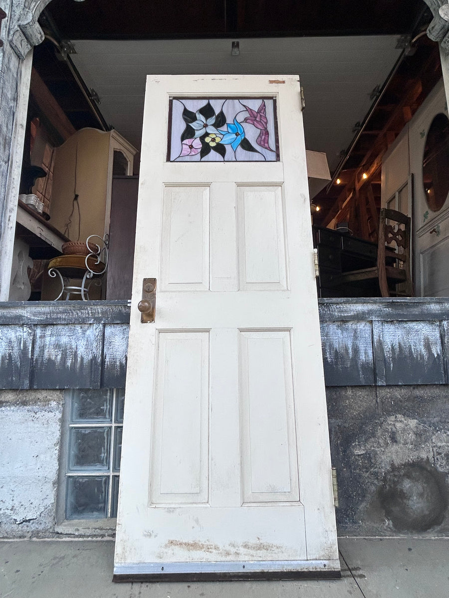 30” Antique Stained Glass Entry Door